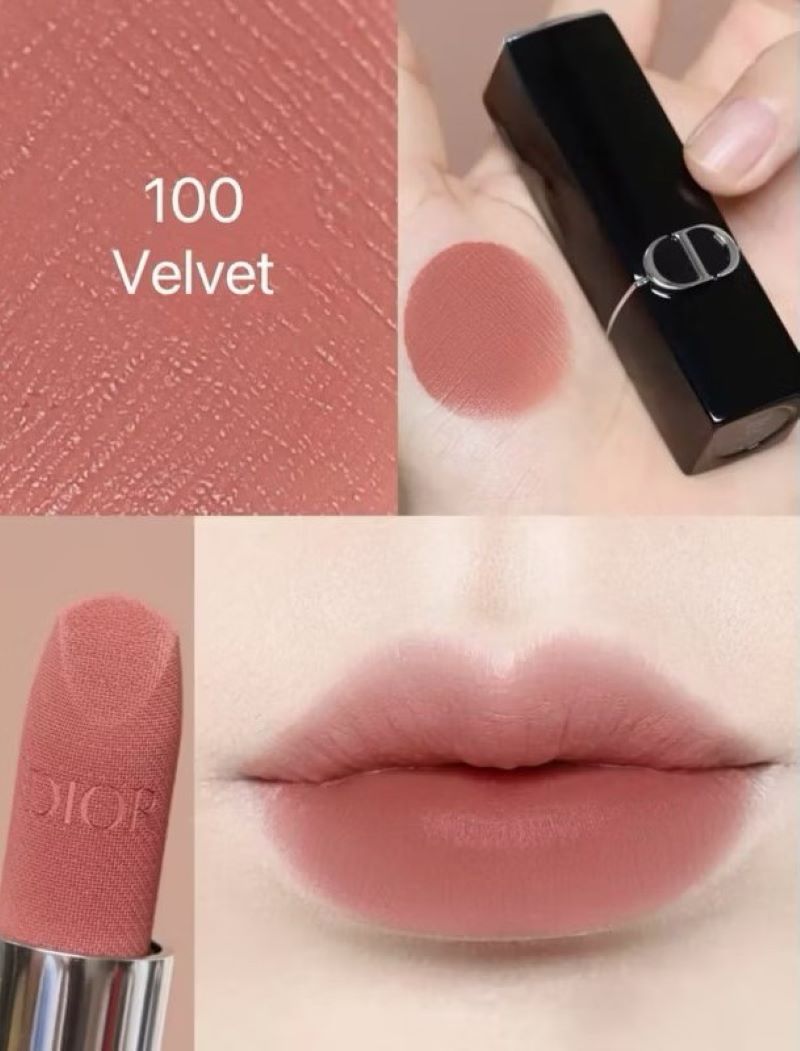 DIOR Rouge Dior Couture Colour Lipstick - Velvet Finish 1.5g  #100 nude look velvet (No Box), ลิป DIOR , ลิป DIOR 100 ,  ลิป DIOR ราคา ,  ลิป DIOR รีวิว , Dior Rouge Dior Couture Colour Lipstick in 100 Nude Look Velvet