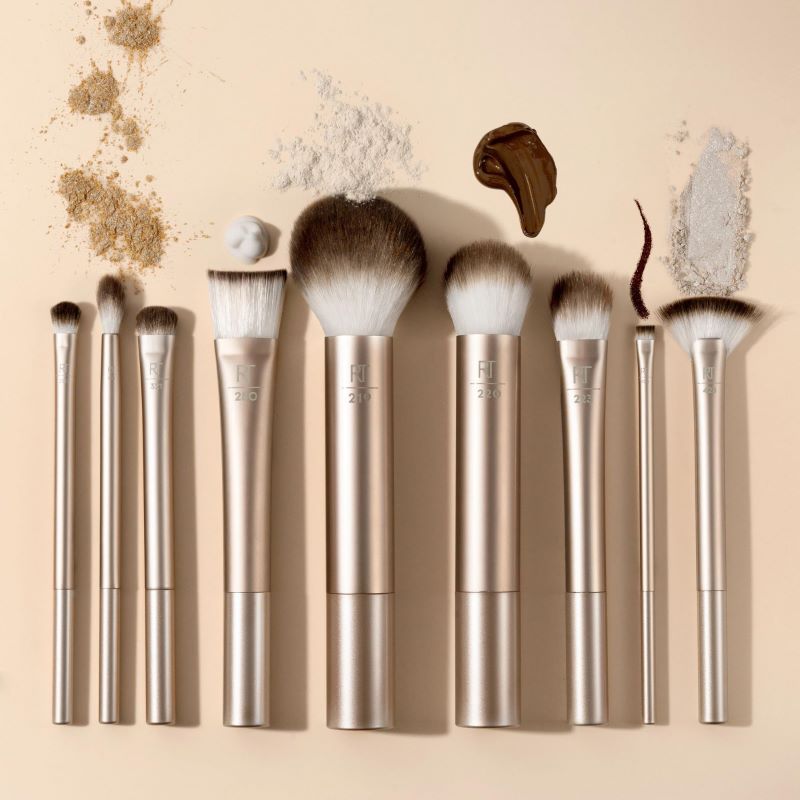 Real Techniques 9 Piece Au Naturale Makeup Brush Set, Real Techniques, แปรงแต่งหน้า Real Techniques ,REAL TECHNIQUES Au Naturale Makeup Brush Kit, For Foundation, Powders, and Concealers, Premium Quality Face Brushes, 9 Piece Set, 