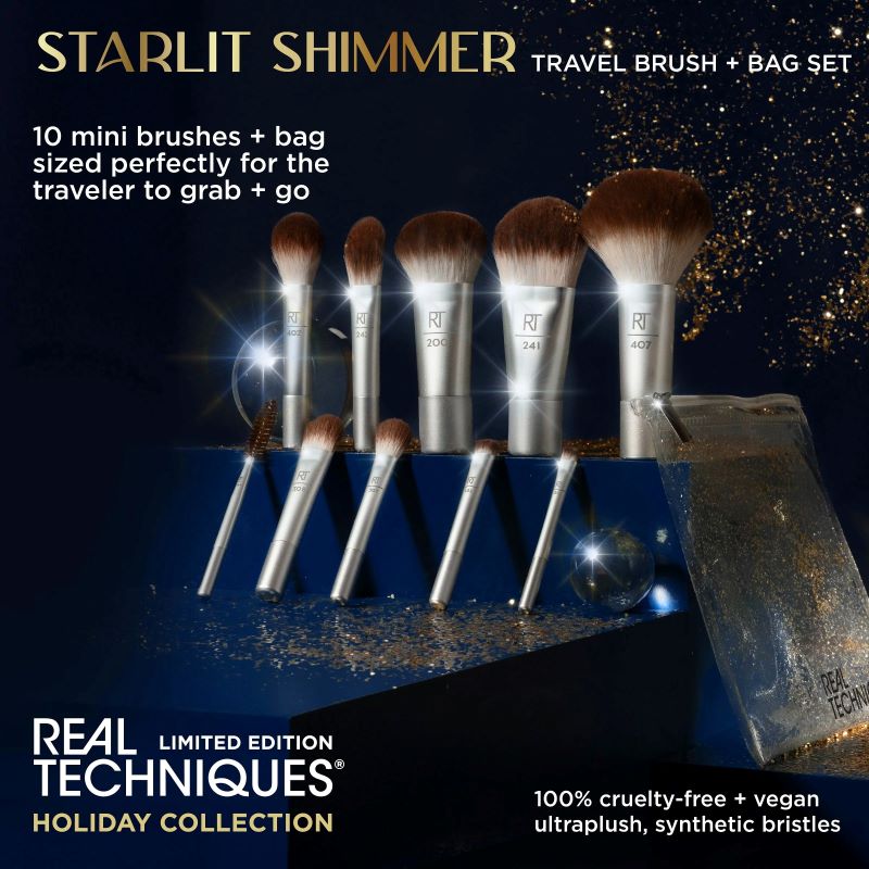 REAL TECHNIQUES  Limited Edition Starlit Shimmer Travel Brush + Bag Set,REAL TECHNIQUES , เซ็ต แปรง REAL TECHNIQUES , แปรงแต่งหน้า REAL TECHNIQUES , ซื้อ REAL TECHNIQUES , REAL TECHNIQUES ราคา , REAL TECHNIQUES รีวิว